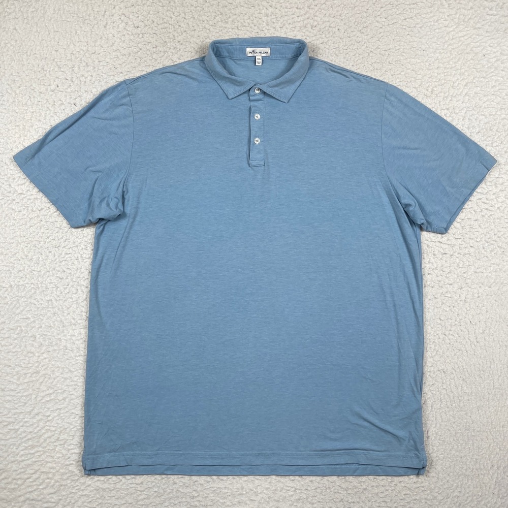 Peter Millar Polo Mens XXL Blue Pima Tencel Stretch Preppy Quiet Luxury Golf